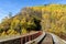 Autumn Circum-Baikal Railway on south lake Baikal with backpacker