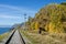 Autumn Circum-Baikal Railway on south lake Baikal with backpackers