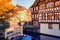 Autumn cityscape of Strasbourg with half-timbered houses. Alsace