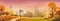 Autumn Cityscape with sunset sky background,Dramatic sunrise over the City,Twilight skyline landscape with yellow, orange and blue