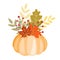 Autumn clipart with pumpkin, oak and maple leaves