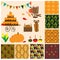 Autumn collection with 7 seamless patterns, food and other element