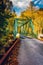 Autumn color and a bridge in Gunpowder Falls State Park, Maryland.