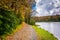 Autumn color and trail at the Trout Lake in Moses H. Cone Park,