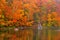 Autumn colored fall leaves reflected in Beaver Pond