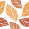 Autumn Colored Leaves Seamless Repeating Pattern Isolated Vector Illustration