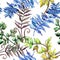 Autumn colorful fern leaves. Leaf plant botanical garden floral foliage. Seamless background pattern.