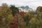 Autumn colorful landscape with cute houses