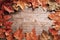 Autumn colorfull leaves background, old wooden floor