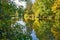 Autumn Colours At Belgian Countryside - View Of A Channeled River Bank