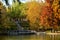 Autumn colours in Bucharest park during covid 19 pandemic time , relaxing time in weekend