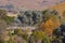 Autumn colours and farmhouse near Underberg in the Drakensberg mountain range in South Africa