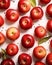 autumn composition, basket of red juicy organic apples with yellow leaves