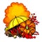 Autumn composition pumpkins and mushrooms. hand drawn vector