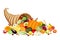 Autumn cornucopia (horn of plenty) with fruits and