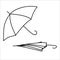 Autumn Cozy mood concept. hygge. line art umbrella unfolded and folded. For your creative design. Modern hand drawn