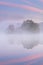 Autumn Dawn Hall Lake  Island in Fog