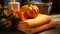 Autumn decor pumpkin, candle, leaf, flower nature freshness generated by AI
