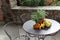 Autumn decorations outdoor dining table