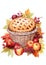 autumn desserts basket watercolor border frame