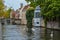 Autumn details on a canal in the medieval city of Bruges, Belgium