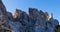 Autumn Dolomites mountain scene, Sudtirol, Italy. Cinque Torri Five towers rock formation