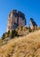 Autumn Dolomites mountain scene, Sudtirol, Italy. Cinque Torri Five towers rock formation