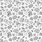 Autumn doodle seamless pattern. Hand drawn set of sketches: cups of coffee, apple, leaves, donut, cookies, acorns, etc.