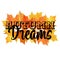 Autumn Dreams Leaves Vector Sign and Illustration