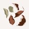 Autumn dried leaves illustration in trendy flat minimal style