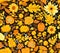 Autumn Elegance Seamless Leaf and Sunflowers Pattern seasons yellow background