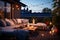 Autumn Evening Charm Cozy Outdoor Terrace with Enchanting String Lights on the Roof of a Beautiful House. created with Generative