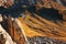 Autumn evening landscape of Passo Giau, Dolomites mountains.