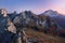 Autumn evening landscape of Passo Giau, Dolomites mountains.