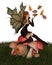 Autumn Fairy with Leafy Wings on a Toadstool