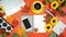 Autumn Fall desktop workspace blog header overhead flat lay.