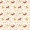 Autumn/fall leaves and horses seamless vector pattern.