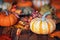 Autumn, fall leaves pumpkins background