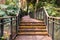 Autumn, fall park. Wooden path