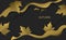 Autumn fall thanksgiving season gold and black colored banner with paper art style maple tree leaves