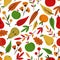 Autumn fall vector seamless pattern. Leaves, apples, pears. Isolated design elements. Seasonal background . Flat cartoon design.