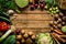 Autumn fall vegetables on vintage wooden background