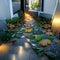 Autumn, fallen leaves, destruction and illuminated path