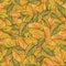 Autumn fallen leaves seamless pattern - hand drawn watercolor illustration, fabric design, seasonal background