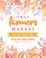 Autumn fermers market banner with leaves and floral elements in fall colors