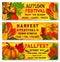 Autumn festival or harvest picnic vector banners