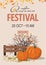 Autumn festival web banner. Pumpkins next to the berry Bush.