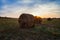 Autumn field with hay bales