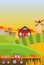 Autumn fields harvest season. Landscape Vector backgrounds