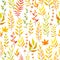 Autumn floral background. Vector seamless pattern with branches leaf on white